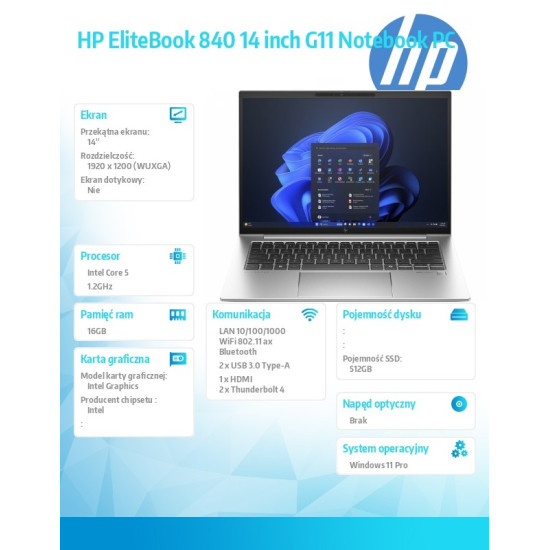 Notebook EliteBook 840 G11 U5-125H 512GB/16GB/W11P/14.0   9G0E8ET