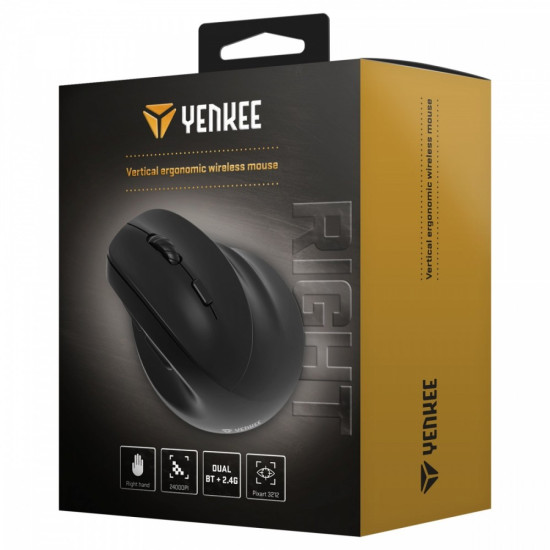 Mysz bezprzewodowa ergonomiczna praworęczna,akumulator Dual WL+BT 