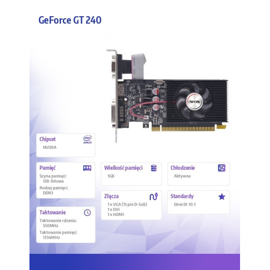 Karta graficzna - Geforce GT240 1GB DDR3 128BIT DVI HDMI VGA LP Fan V2 