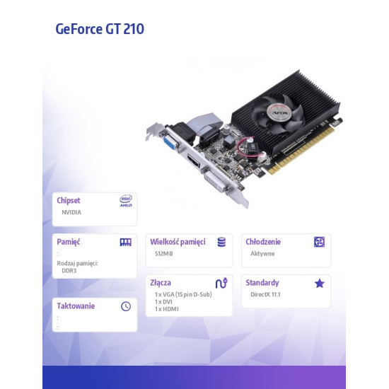 Karta graficzna GeForce GT210 512MB DDR3 DVI HDMI VGA LP V2