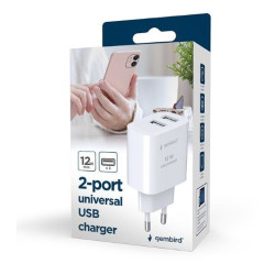 Ładowarka USB-Ax2 2.4A biała 