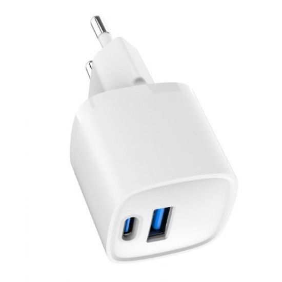 Mini-ładowarka USB-A USB-C 20W PD QC3.0 biała 