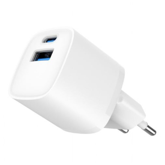 Mini-ładowarka USB-A USB-C 20W PD QC3.0 biała 