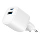 Mini-ładowarka USB-A USB-C 20W PD QC3.0 biała 