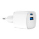 Mini-ładowarka USB-A USB-C 20W PD QC3.0 biała 
