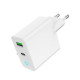 Ładowarka USB-A USB-C LED 20W PD QC3.0 biała 