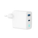 Ładowarka USB-A/C GaN LED 65W PD QC3.0 biała 