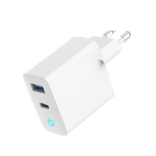 Ładowarka USB-A/C GaN LED 65W PD QC3.0 biała 