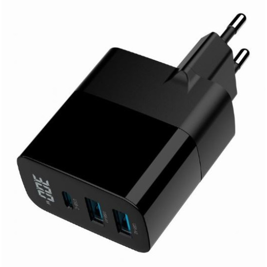 Ładowarka GaN 2xA 1xC LCD 30W PD QC3.0 czarna 