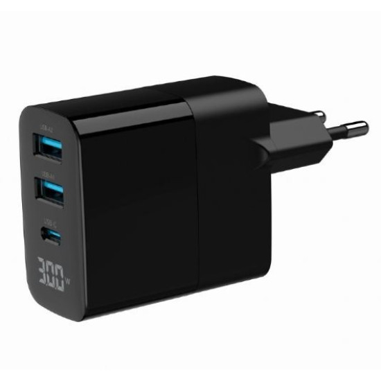 Ładowarka GaN 2xA 1xC LCD 30W PD QC3.0 czarna 