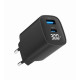 Ładowarka GaN 1xUSB-A 1xUSB-C LCD 30W PD QC3.0 czarna 
