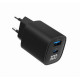 Ładowarka GaN 1xUSB-A 1xUSB-C LCD 30W PD QC3.0 czarna 