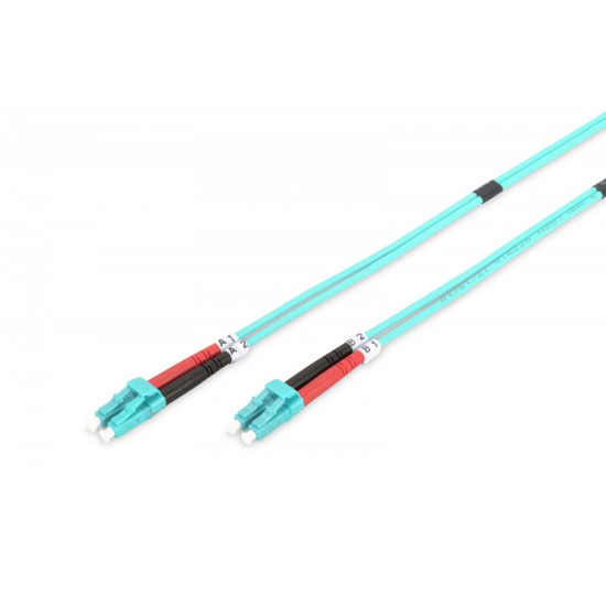 Patch cord światłowodowy FO LC/LC, dplx, MM 50/125, OM3, LSOH, 1m, turkusowy