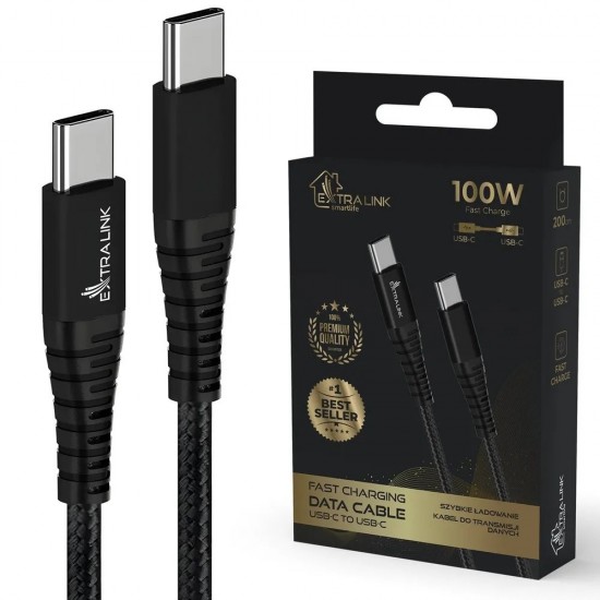 Kabel USB Typ-C do USB Typ-C Smart Life Braided 100W 2m czarny