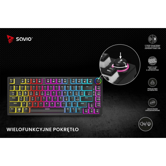 Klawiatura mechaniczna bezprzewodowa PHENIX, Gateron Yellow Pro, Pudding