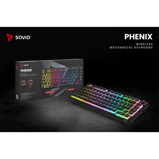 Klawiatura mechaniczna bezprzewodowa PHENIX, Gateron Yellow Pro, Pudding