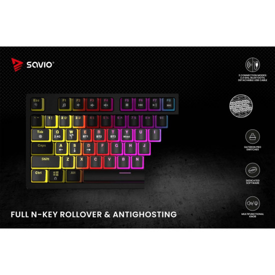Klawiatura mechaniczna bezprzewodowa PHENIX, Gateron Yellow Pro, Pudding