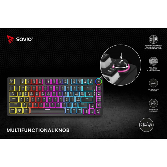 Klawiatura mechaniczna bezprzewodowa PHENIX, Gateron Red Pro, Pudding