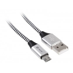 Kabel USB 2.0 AM-micro 1m czarno-srebrny