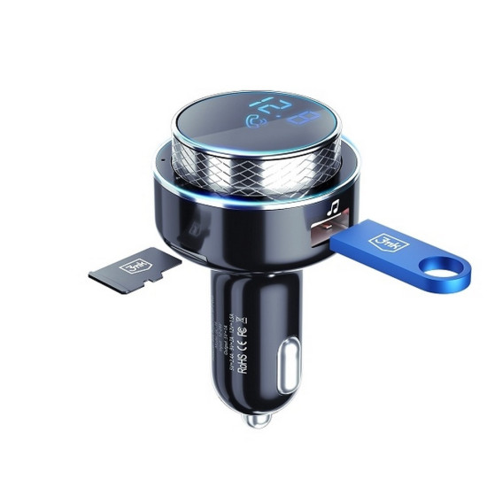 Ładowarka samochodowa transmiter Bluetooth 2xUSB-A + czytnik kart+ Bluetooth 