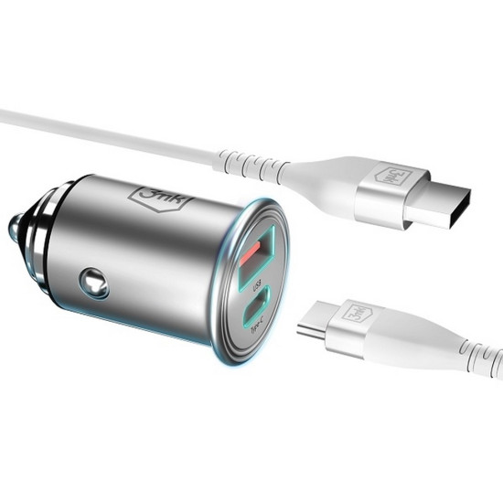 Ładowarka samochodowa 45W 1xUSB-C+USB-A 