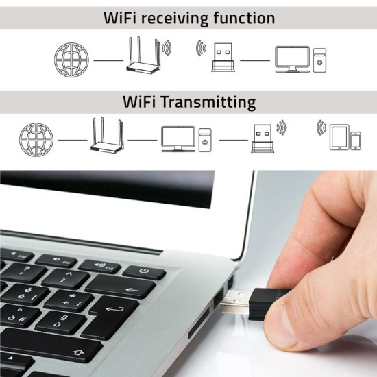 Bezprzewodowy mini adapter Wi-Fi | BT 4.0 USB | standard N 
