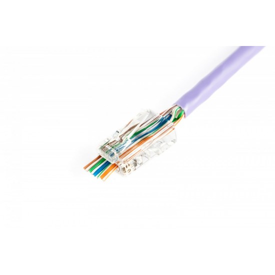Wtyk RJ45 (8P8C) przelotowy, kat.5e, nieekranowany, AWG 26-24, opakowanie 100 szt. 