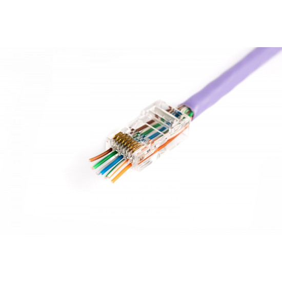 Wtyk RJ45 (8P8C) przelotowy, kat.6, nieekranowany, AWG 26-24, opakowanie 100 szt. 