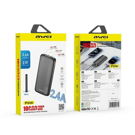 Powerbank 10000mAh P20K 2xUSB 