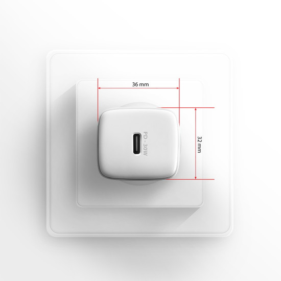 ACU-PD30W Ładowarka sieciowa PD 30W, 1x port USB-C, PD3.0/QC3.0/AFC/FCP/Apple Biała