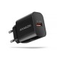 ACU-QC18 Ładowarka sieciowa QC 18W, 1x port USB-A, QC3.0/AFC/FCP/SMART Czarna