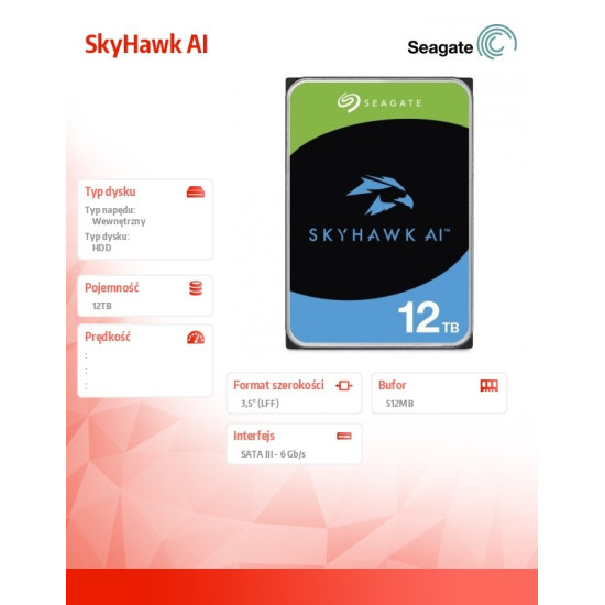 Dysk twardy SkyHawk AI 12TB 3,5 cali 512MB