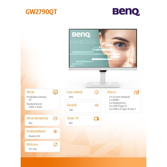 Monitor 27 cali GW2790QT 2K 5ms/IPS/HDMI/100Hz 