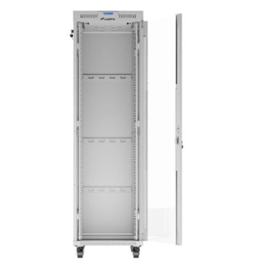 Szafa stojąca rack 19' 42U 600x800 szara drzwi szklane flack pack 