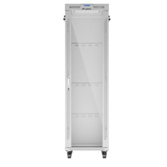 Szafa stojąca rack 19' 42U 600x800 szara drzwi szklane flack pack 