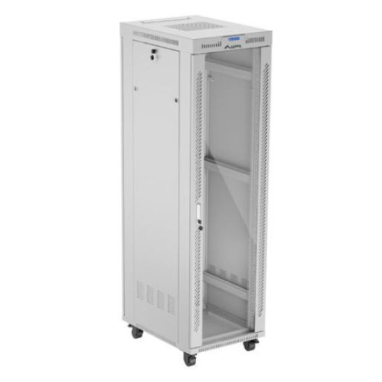 Szafa stojąca rack 19' 42U 600x800 szara drzwi szklane flack pack 