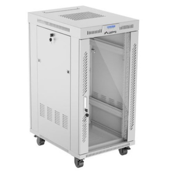 Szafa stojąca rack 19' 22U 600x800 szara drzwi szklane LCD flack pack 