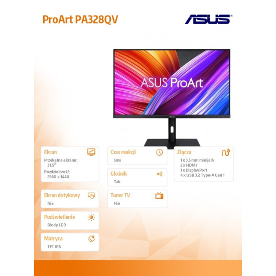 Monitor 32 cale PA328QV IPS 400NIT DP HDMI USB-A