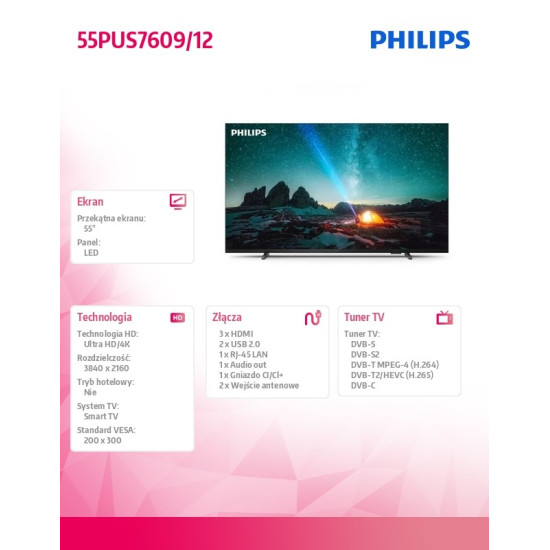 Telewizor 55 cali LED 55PUS7609/12