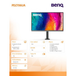 Monitor 27 cali PD2706UA LED 5ms/QHD/IPS/HDMI/DP/USB 