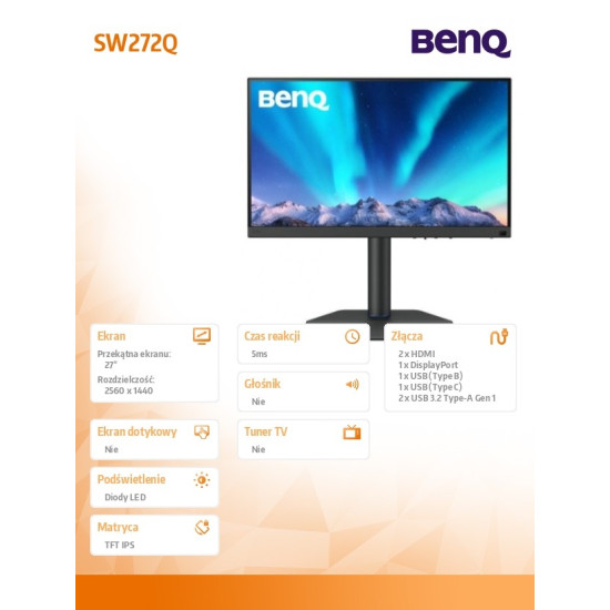 Monitor 27 cali SW272Q 2K LED 5ms/IPS/60HZ/FOTO