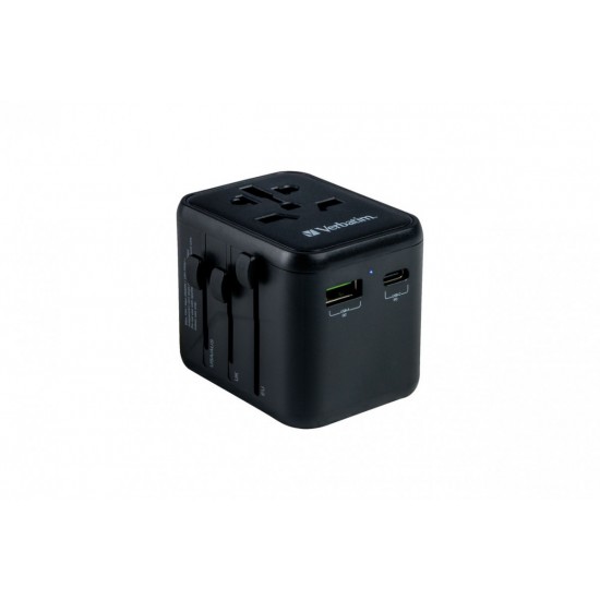 Adapter podróżny UTA-02 49544 180 krajów, ładowarka 20 W, QC 3.0. 1x USB-C, 1x USB-A 