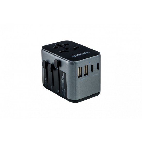 Adapter podróżny UTA-03 49545 180 krajów, ładowarka PD 30W, QC 3.0 3x USB-C , 2x USB-A 