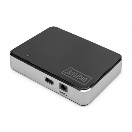 HUB/Koncentrator 4-portowy USB 2.0 HighSpeed, aktywny, czarno-srebrny