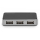 HUB/Koncentrator 4-portowy USB 2.0 HighSpeed, aktywny, czarno-srebrny