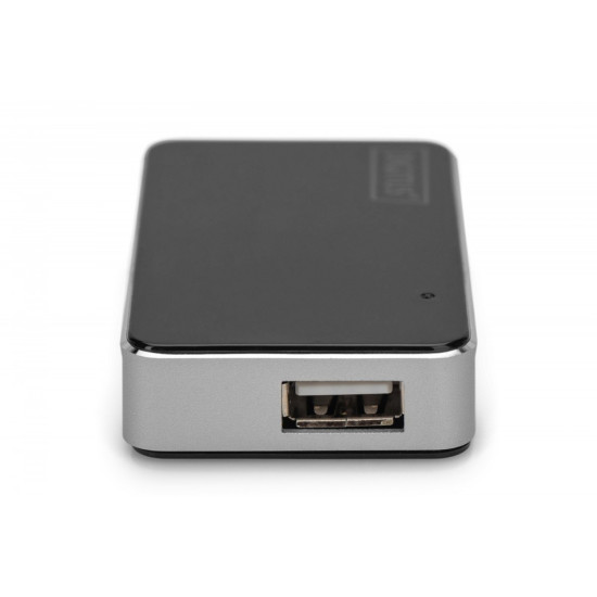 HUB/Koncentrator 4-portowy USB 2.0 HighSpeed, aktywny, czarno-srebrny