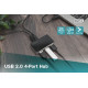 HUB/Koncentrator 4-portowy USB 2.0 HighSpeed, aktywny, czarno-srebrny