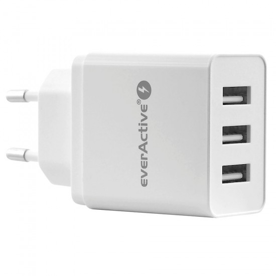 Ładowarka sieciowa 3x USB 3,4A Iq smart charging Biała 