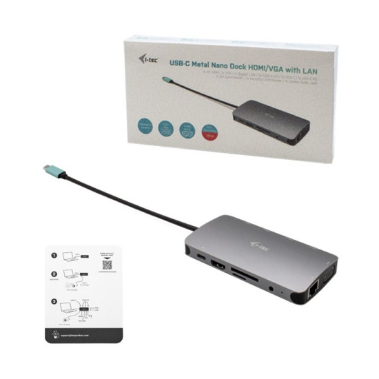 Stacja dokująca USB-C Metal Nano Dock HDMI/VGA with LAN + Universal Charger 100W 