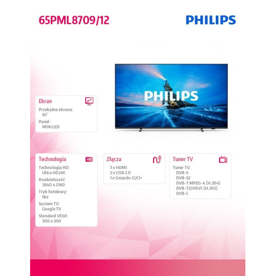 Telewizor 65 cali MINILED 65PML8709/12 